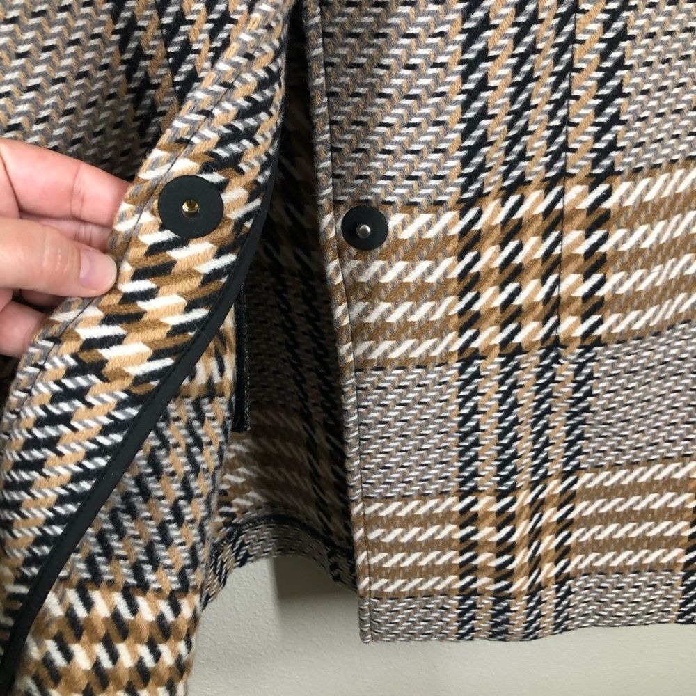 J. Jill Glen Plaid Snap Front Pebble Wool Blend Jacket Coat Size Petite Large - Picture 3 of 8